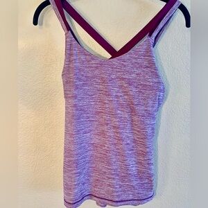 Danskin Now Athletic Tank Top Small Double Strap Mulberry Purple Bra Shelf